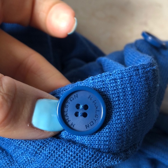 || Halston || bright indigo cardigan rouched arms - Picture 6 of 8